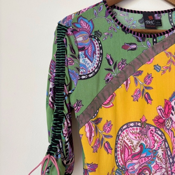 ANAC by Kimi Paisley Mesh Top Large Floral Tie Sleeve - Picture 3 of 10